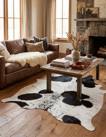5' 1 x 5' 8 Cowhide Leather Square Rug