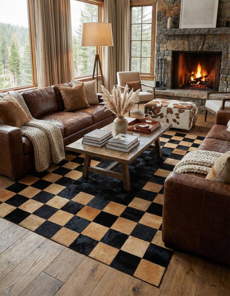 Detail image of 5' 1 x 8' Cowhide - Patchwork Rug