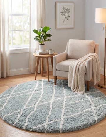 Sage Green Soft Touch Shag Round Rug