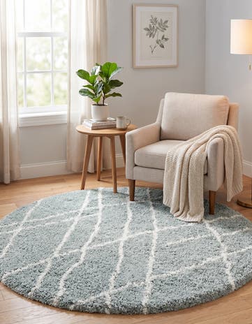 Sage Green Soft Touch Shag Round Rug