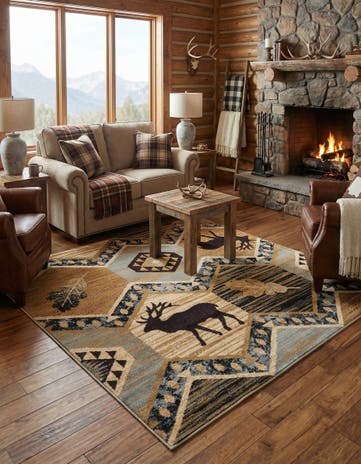 Blue Pioneer Square Rug