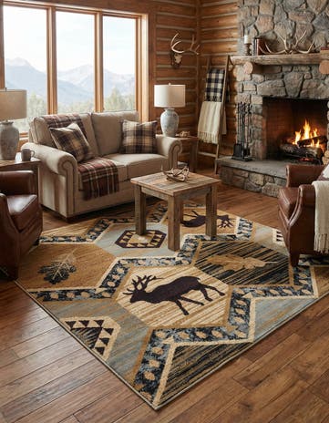Blue Pioneer Square Rug