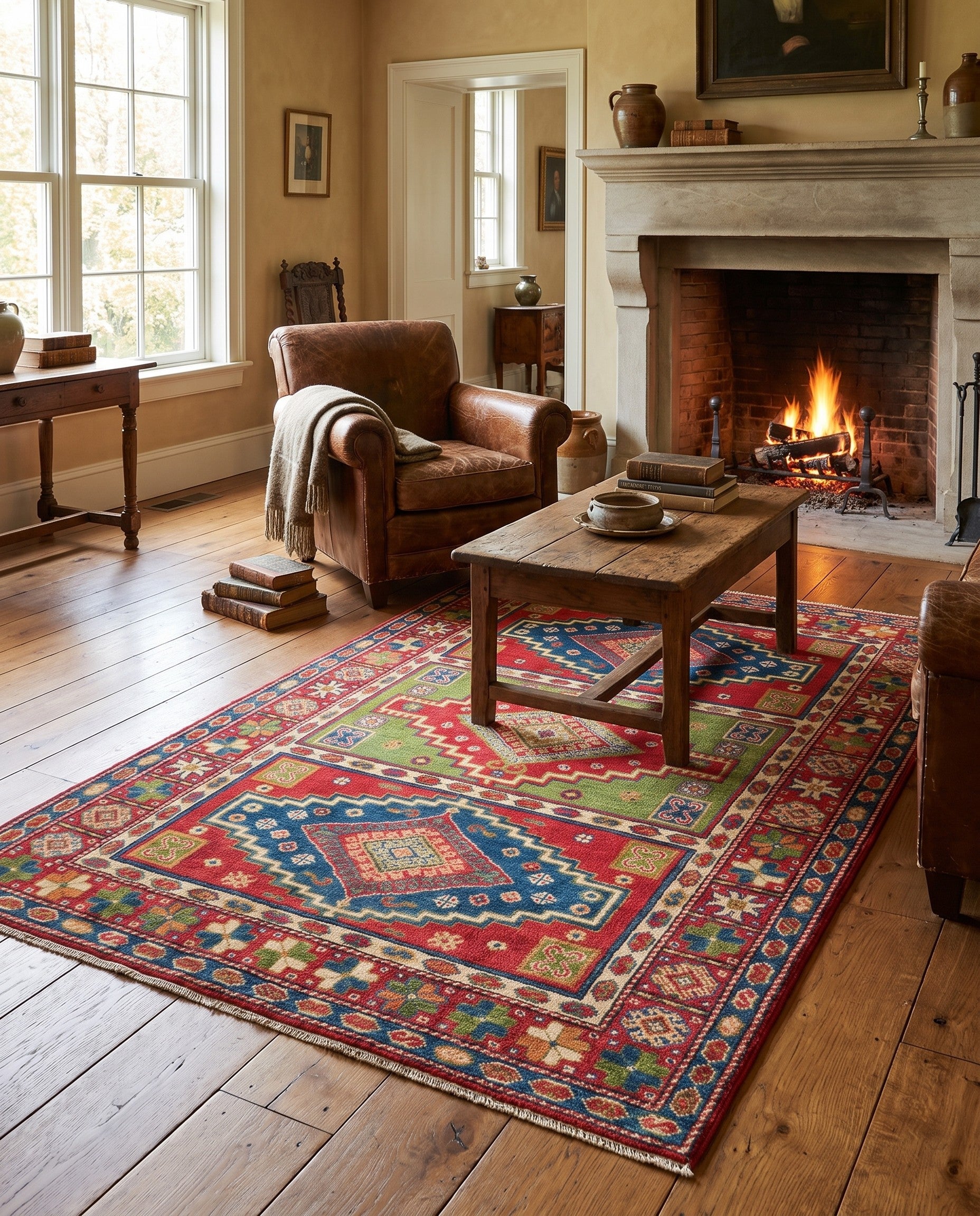4' x 6' 3 Hand Knotted Kazak Rug