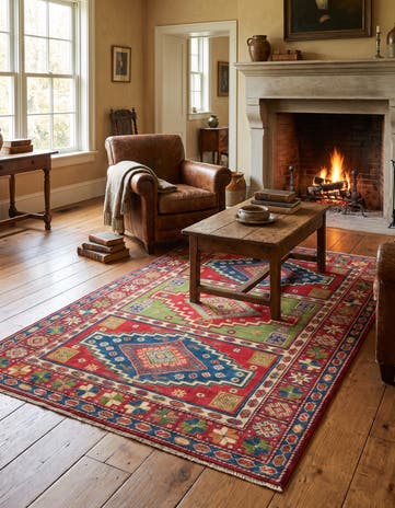 4' x 6' 3 Hand Knotted Kazak Rug