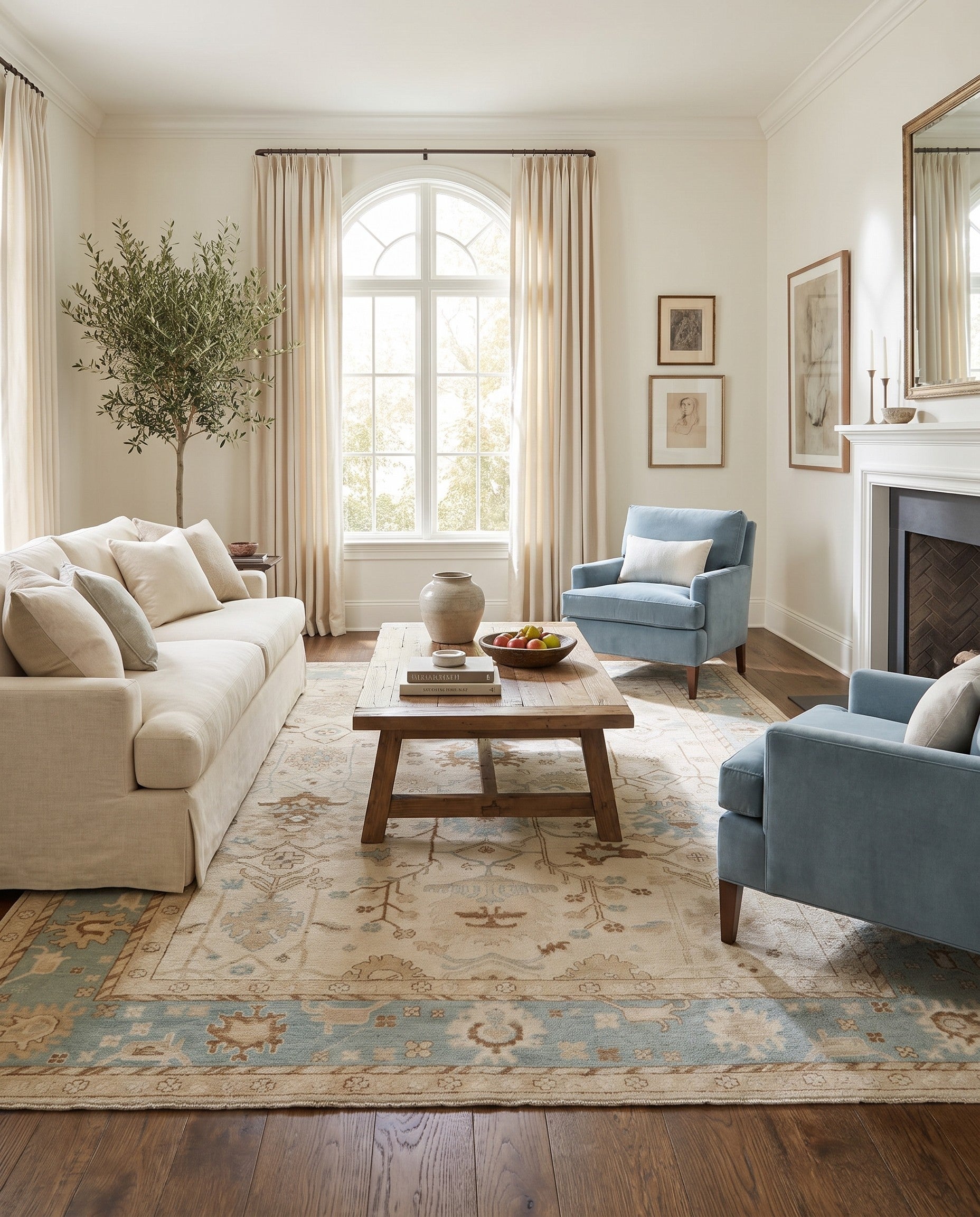 9' 2 x 12' 3 Hand Knotted Oushak Wool Rug