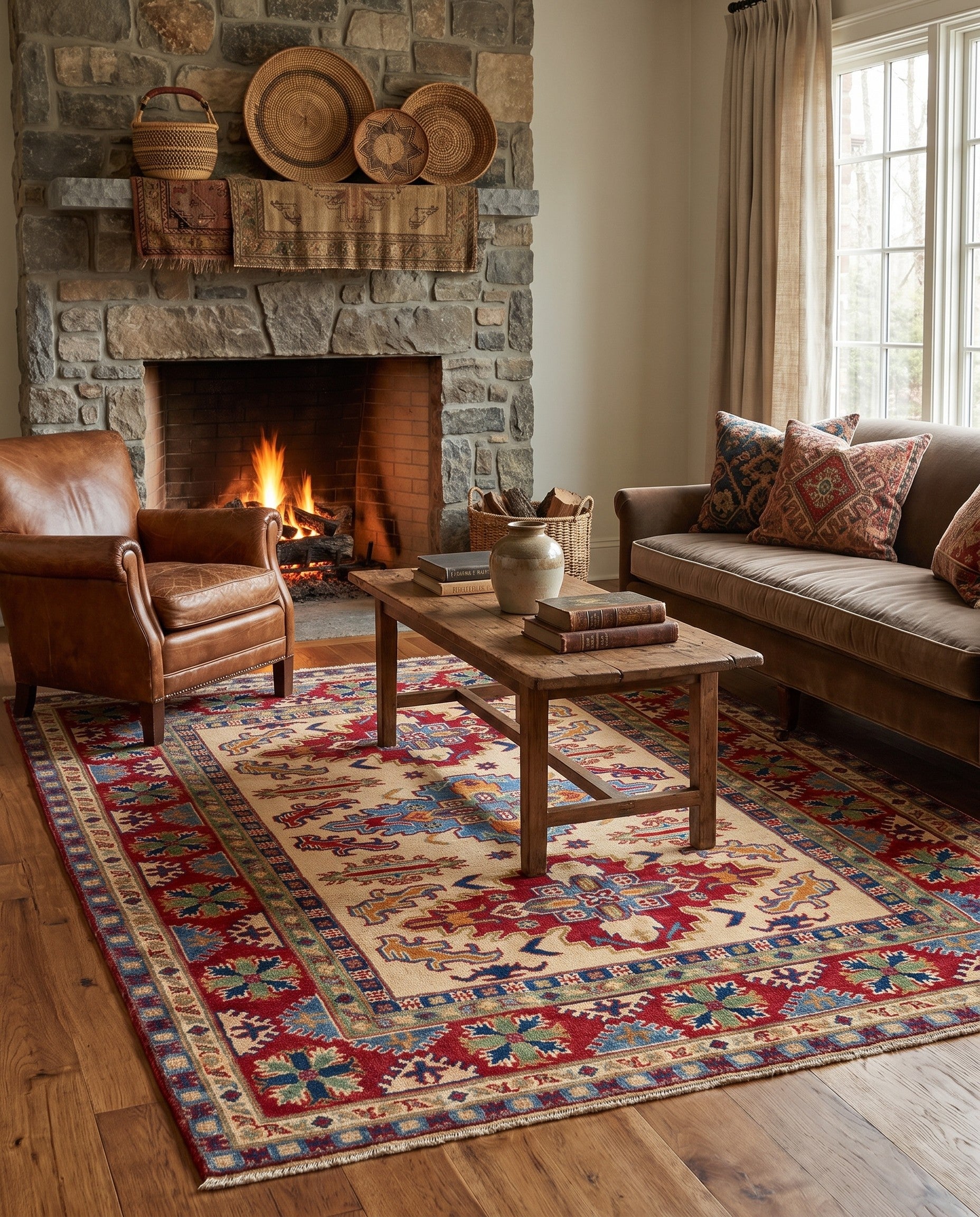 5' x 6' 8 Hand Knotted Kazak Rug