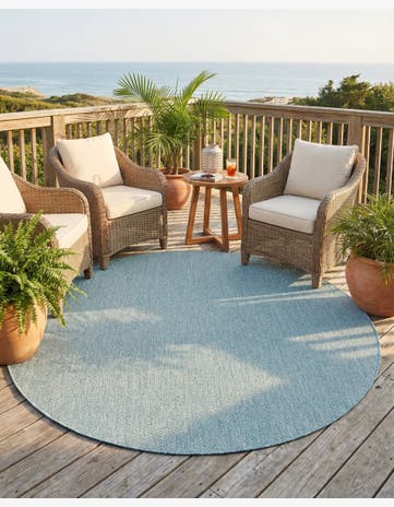 7' 10 x 7' 10 Easy-Clean Solid Indoor / Outdoor Round Rug