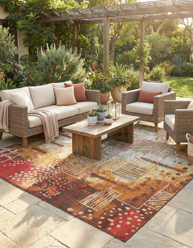 Detail image of 6' x 6' Washable Modern Indoor / Outdoor Square Rug