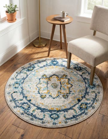 Gray Madeline Vintage Round Rug