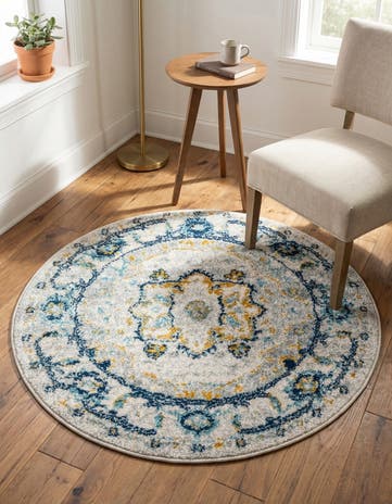 Gray Madeline Vintage Round Rug