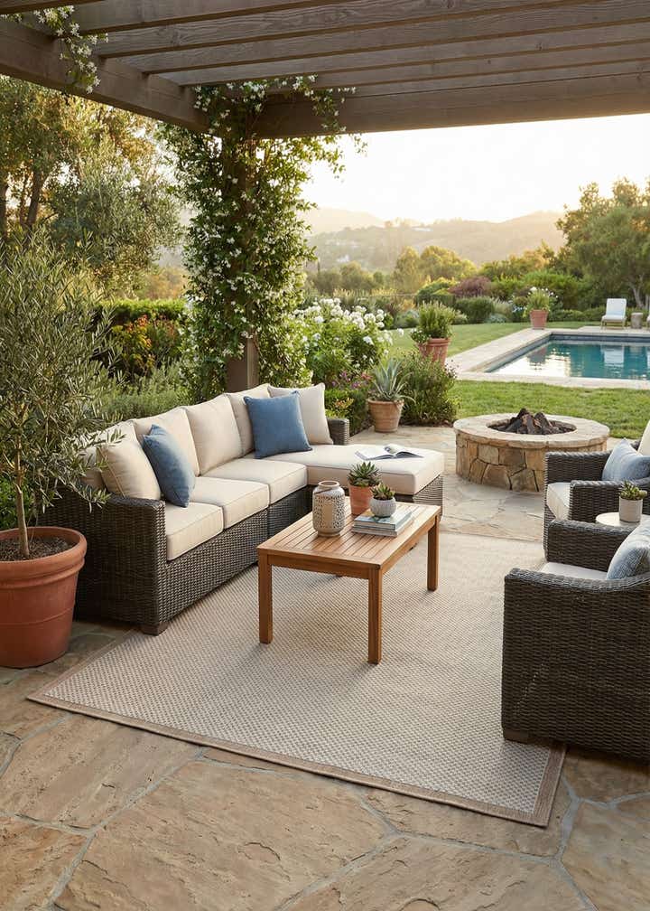 7' 10 x 10' Easy-Clean Border Indoor / Outdoor Rug