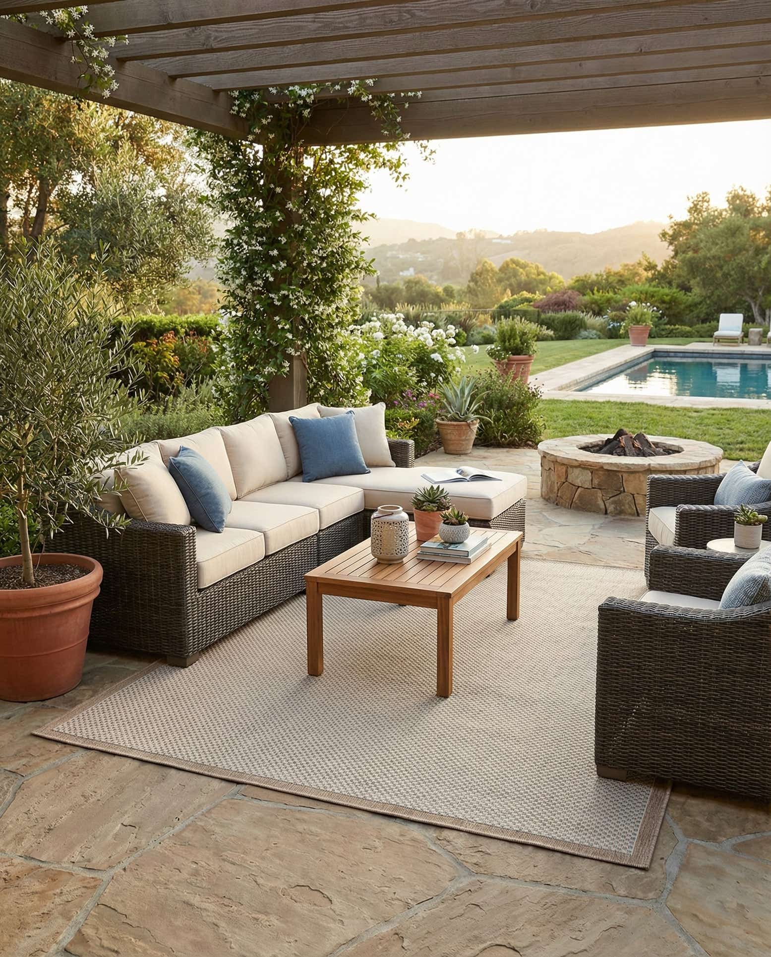 7' 10 x 10' Easy-Clean Border Indoor / Outdoor Rug