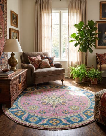 4' 10 x 5' Hand Knotted Kazak Round Rug