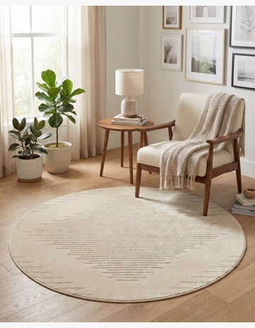 Ivory Contour Round Rug