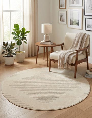 Ivory Contour Round Rug
