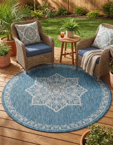 6' x 6' Easy-Clean Traditional Indoor / Outdoor Round Rug