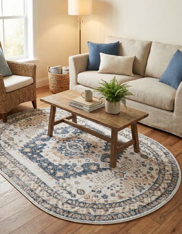 Cream Oxford Oval Rug