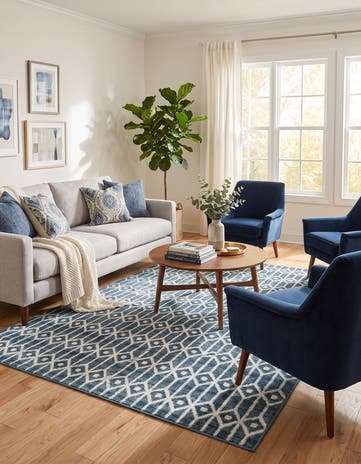 Blue Lattice Trellis Rug