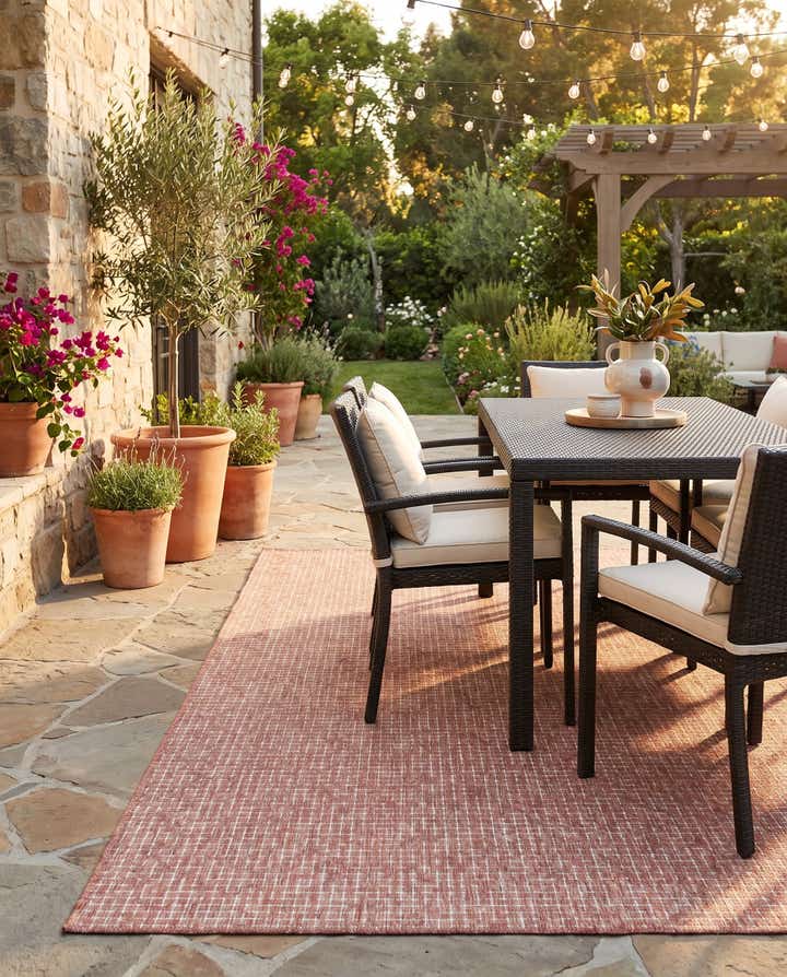 7' 10 x 10' Easy-Clean Checkered Indoor / Outdoor Rug
