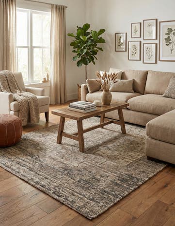 5' 3 x 8' Hand Woven Chenille Jute Rug