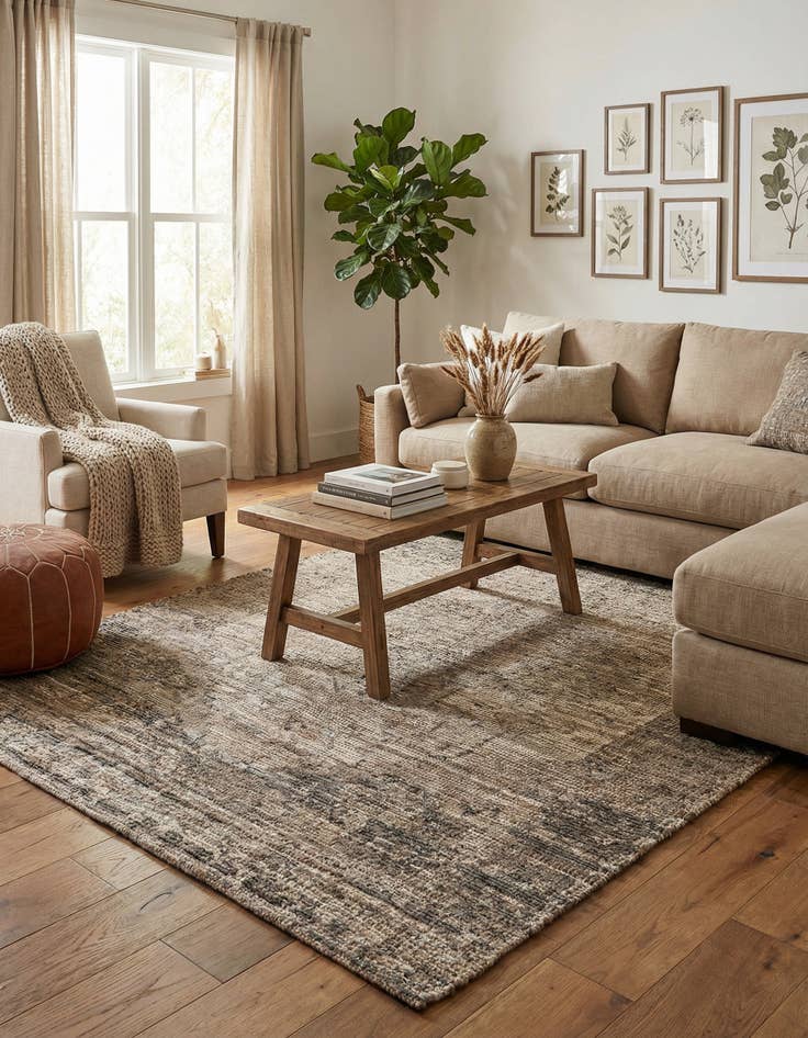 Detail image of 5' 3 x 8'  Hand Woven Chenille Jute Rug