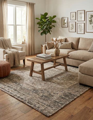 5' 3 x 8' Hand Woven Chenille Jute Rug