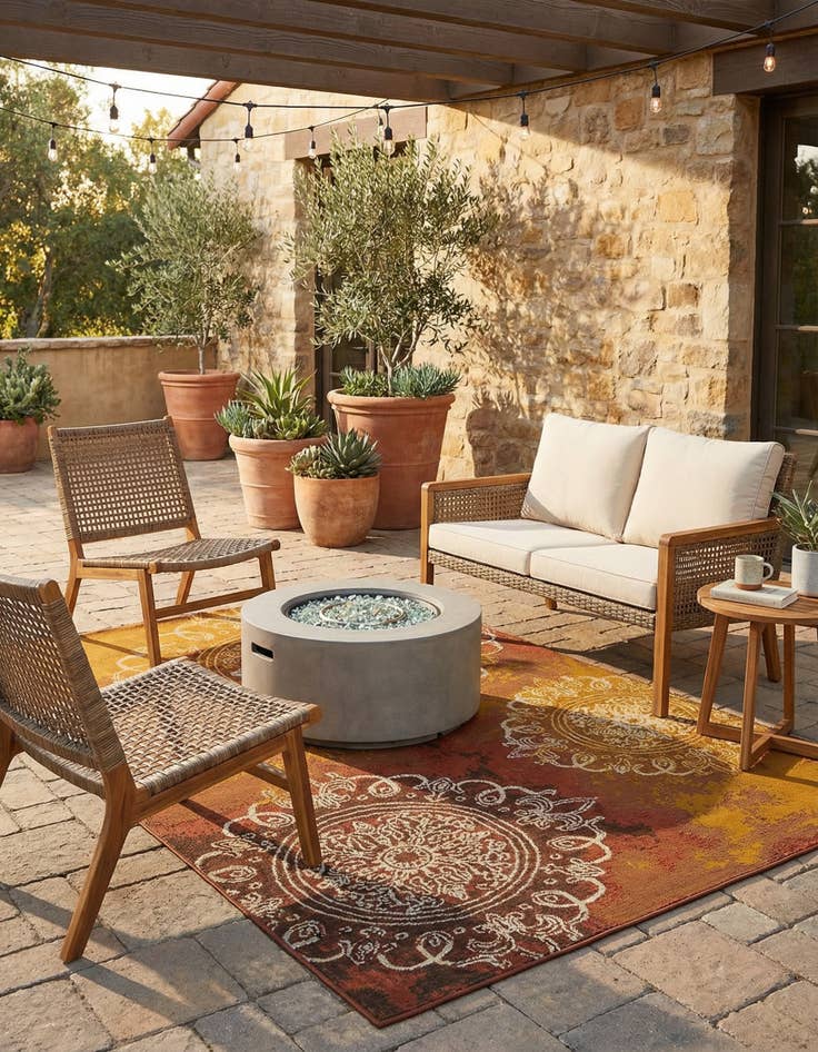 Detail image of 5' 3 x 8' Washable Modern Indoor / Outdoor Rug