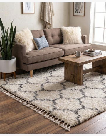 Ivory Athena Shag Square Rug