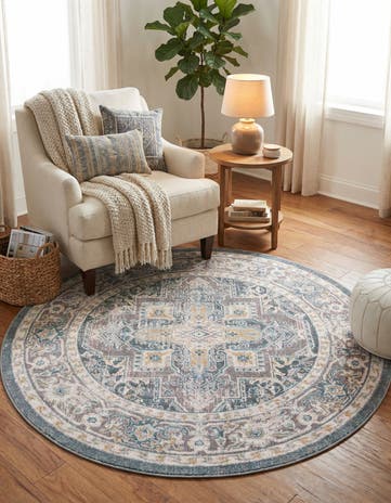 Gray Santiago Round Rug