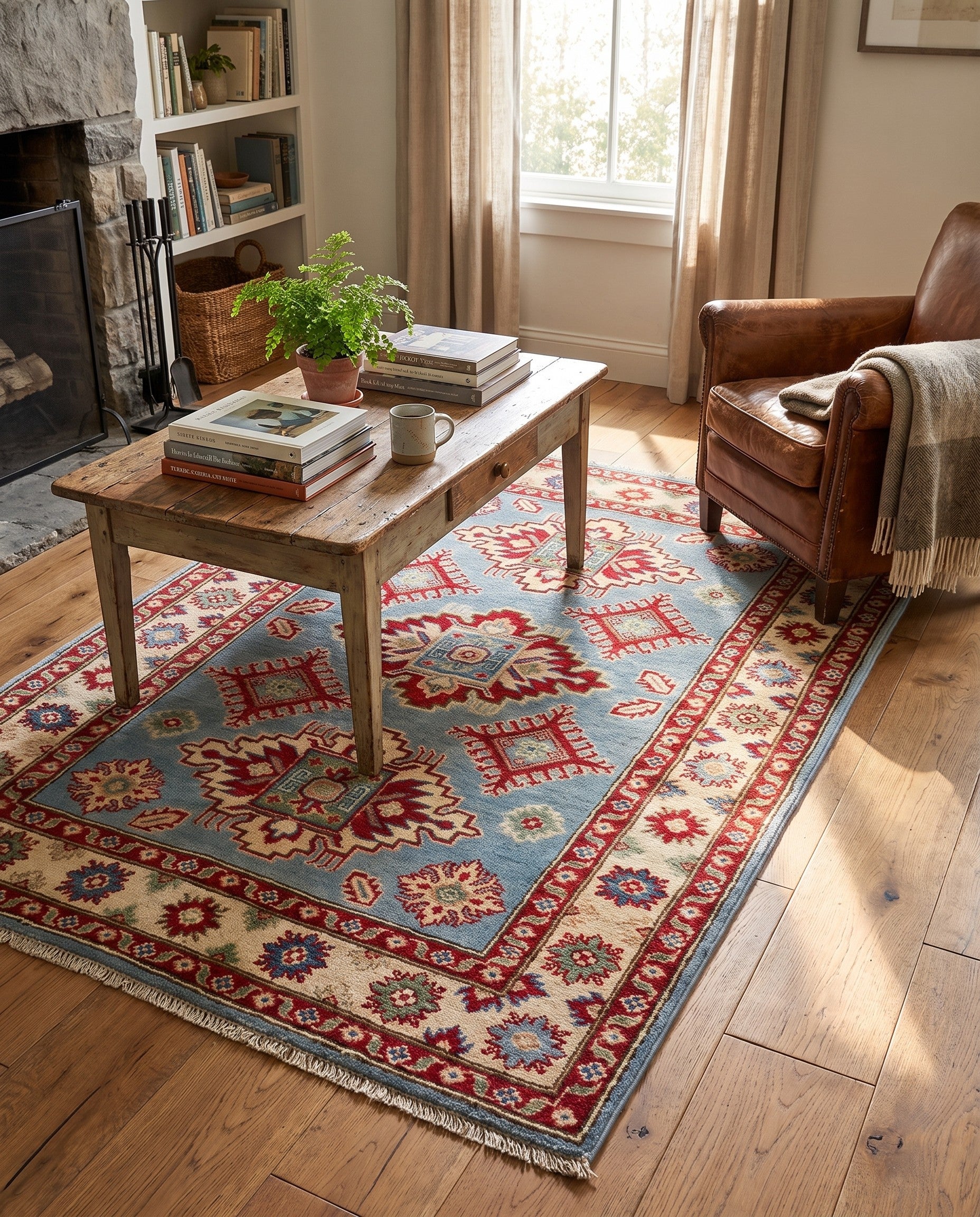 3' 5 x 4' 11 Hand Knotted Kazak Rug