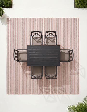 Red Easy-Clean Ribbon Indoor / Outdoor Square Rug