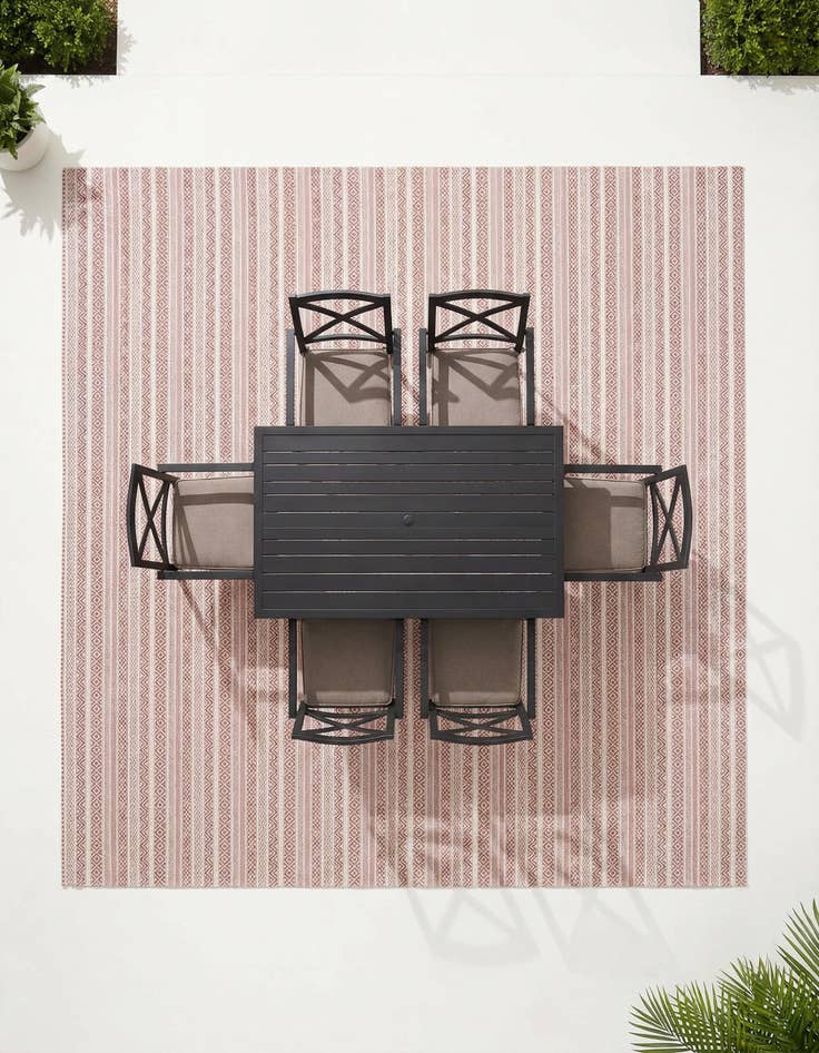 Detail image of 10' x 10' Easy-Clean Striped Indoor / Outdoor Square Rug