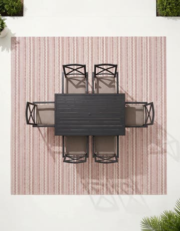 Red Easy-Clean Ribbon Indoor / Outdoor Square Rug