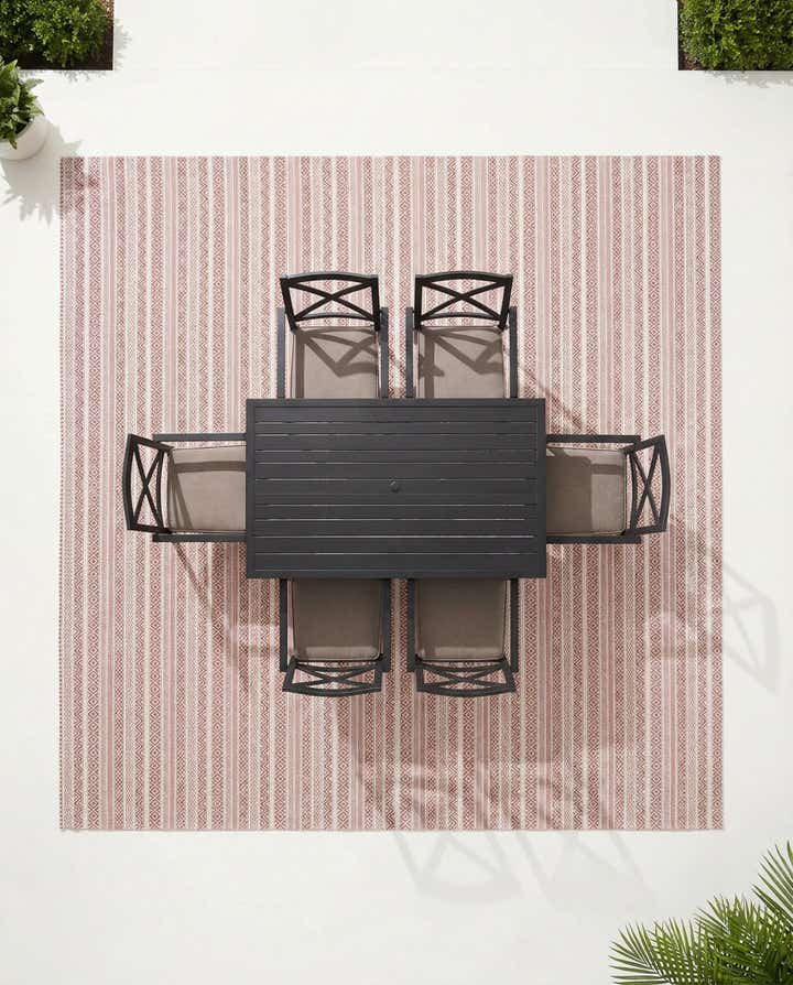 10' x 10' Easy-Clean Striped Indoor / Outdoor Square Rug