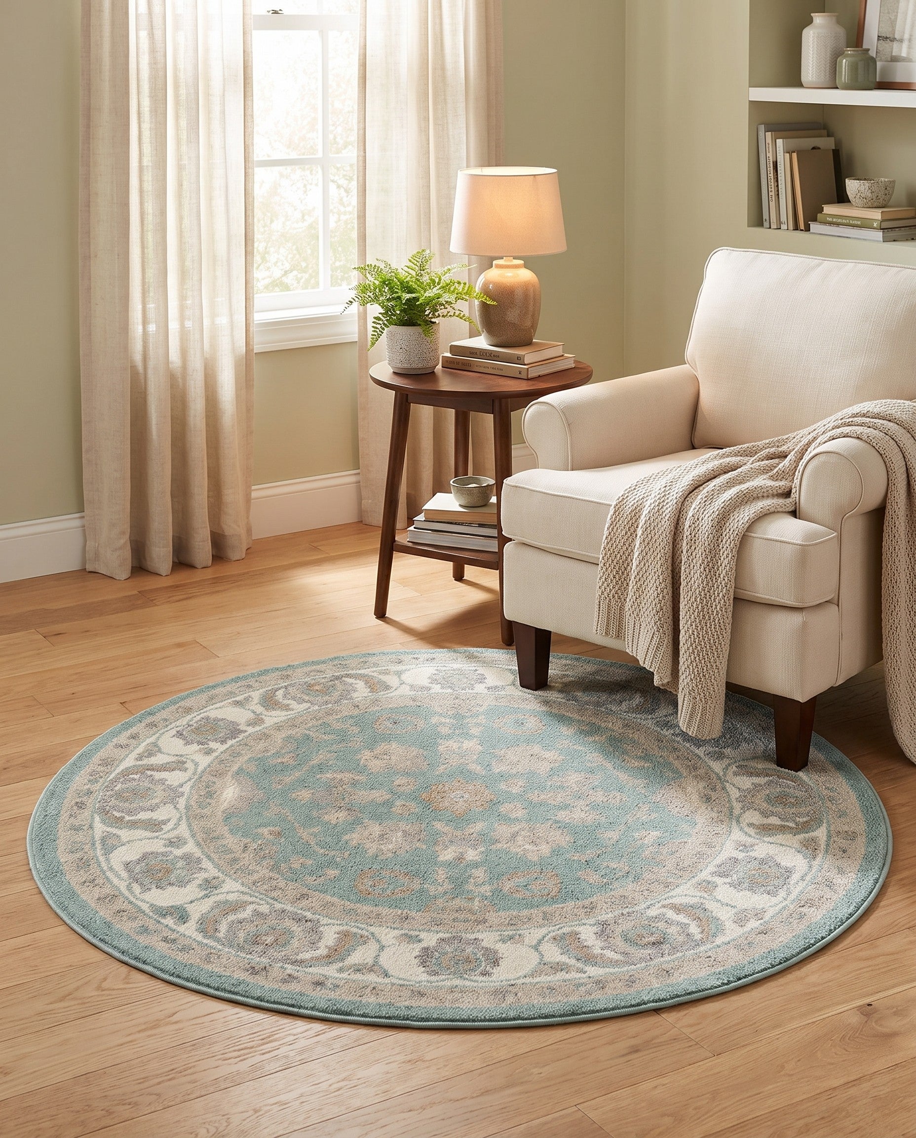 Aqua Blue Aurelia Round Rug