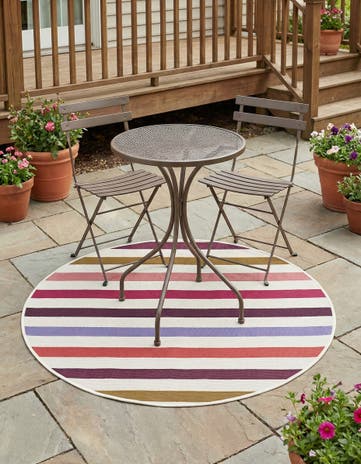 3' x 3' Easy-Clean Ribbon Indoor / Outdoor Round Rug