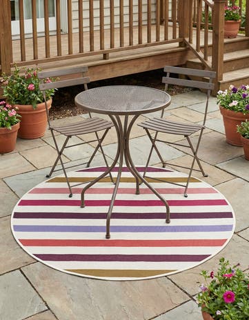 3' x 3' Easy-Clean Ribbon Indoor / Outdoor Round Rug
