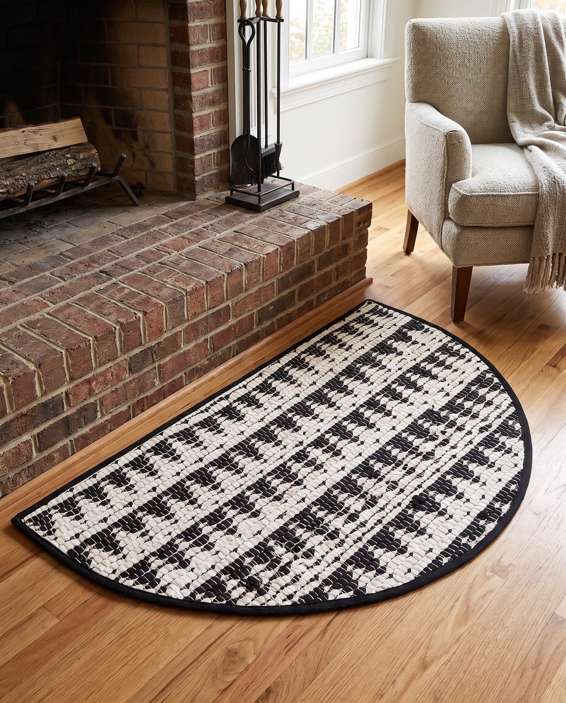 2' 2 x 3' 7 Hand Woven Chindi Jute Hearth Rug