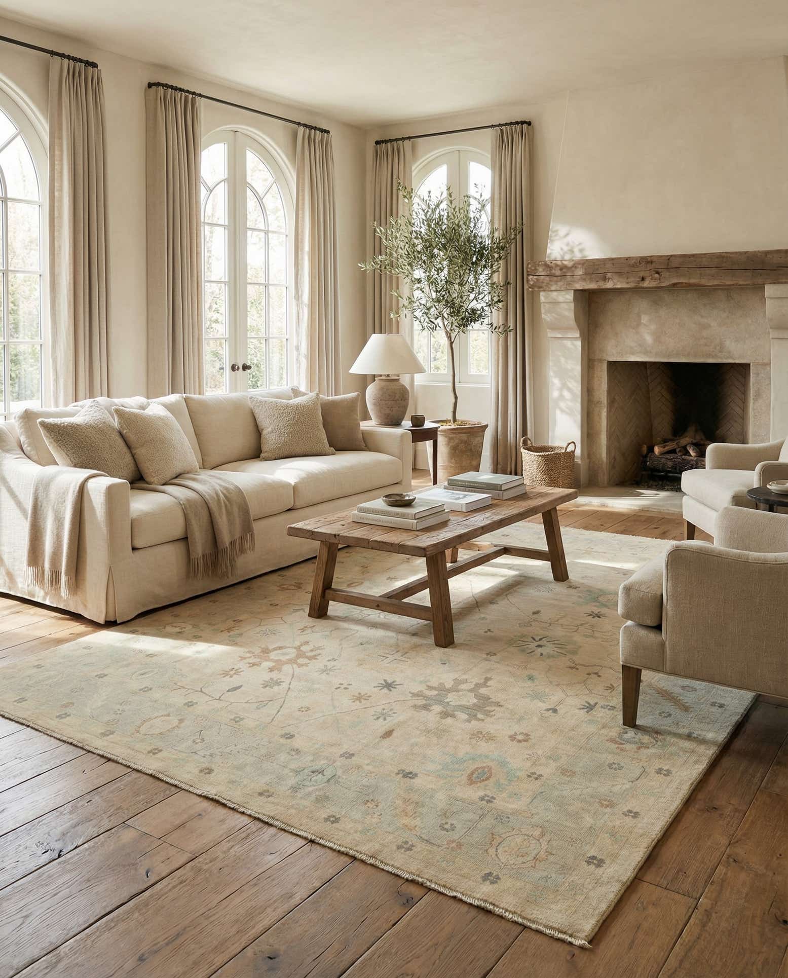 10' 5 x 13' 11 Hand Knotted Oushak Wool Rug