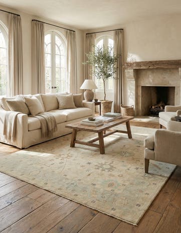 10' 5 x 13' 11 Hand Knotted Oushak Wool Rug