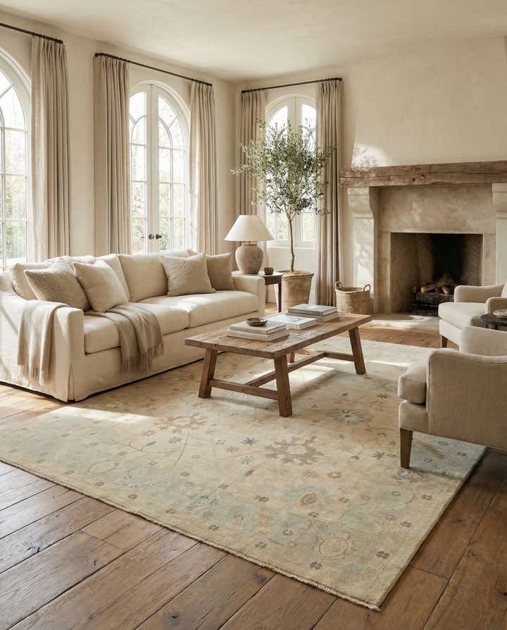 10' 5 x 13' 11 Hand Knotted Oushak Wool Rug