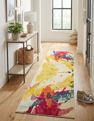 Beige Washable Casablanca Runner Rug