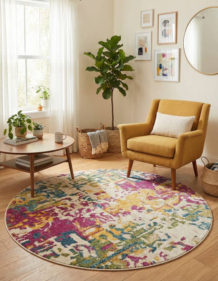 Detail image of 7' 10 x 7' 10 Washable Hyacinth Round Rug