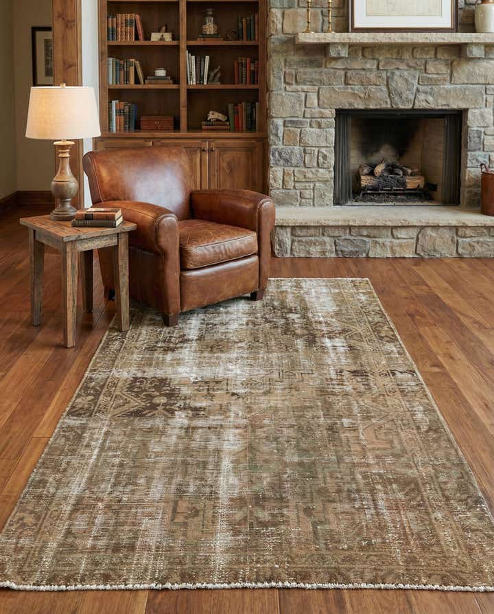 4' 1 x 6' 5 Hand Knotted Ultra Vintage Persian Wool Rug