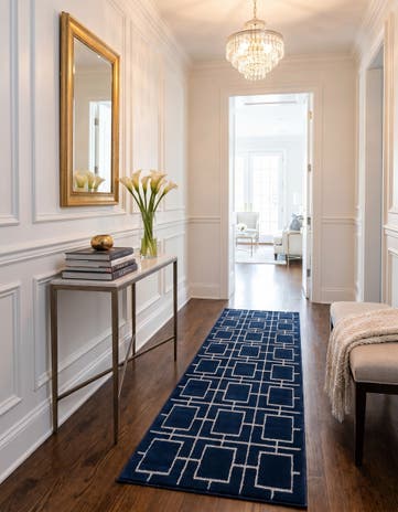 Navy Blue Silver Marilyn Monroe&trade; Glam Deco Runner Rug