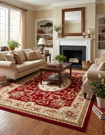 Red Classic Aubusson Rug