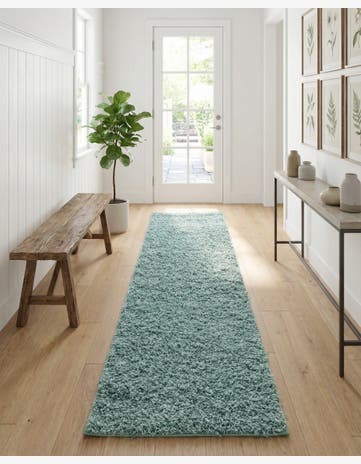Light Slate Blue Comfort Solid Shag Runner Rug