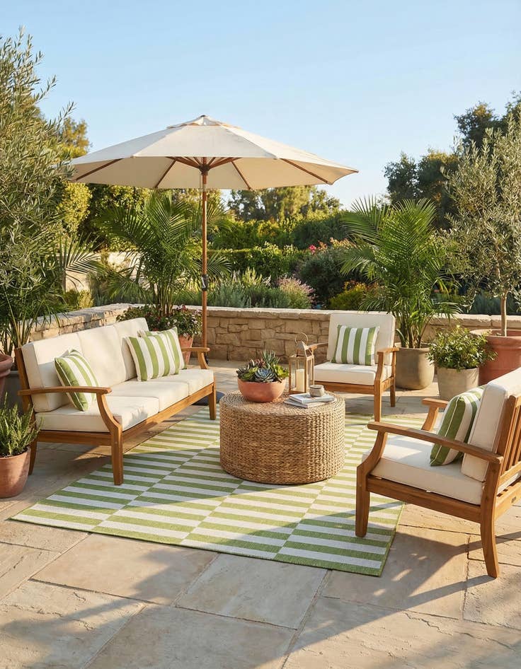 Detail image of 6' x 9' Easy-Clean Striped Indoor / Outdoor Rug