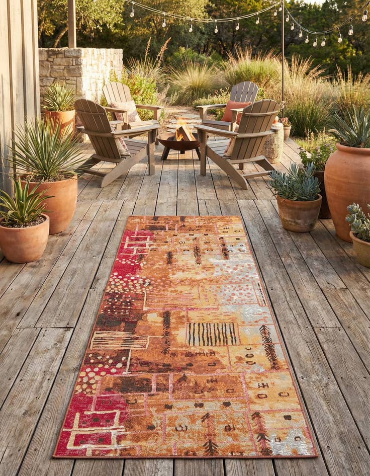 Detail image of 2' 7 x 7' Washable Modern Indoor / Outdoor Runner Rug