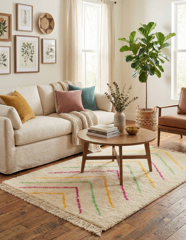 Detail image of 3' 9 x 5' 8 Hand Knotted Moroccan Wool Rug